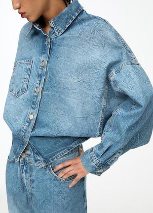 Укорочена джинсова сорочка pull&amp;bear 4