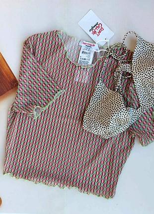 Нежный трикотажный топ с графическим орнаментом + мягкий бюстгальтер от don’t call me jenyfer (размер m)