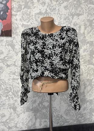 Топ zara шифоновий з довгим рукавом