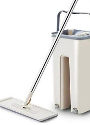 Система для прибирання scratch cleaning mop з відром, функцією вертикального віджиму та двома насадками з мікрофібр