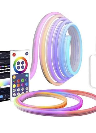 Гибкая светодиодная неоновая лента 5 метров rgb usb c bluetooth управлением через телефон sfk-11 для подсветки