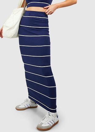 Юбка макси карандаш трикотажная в полоску