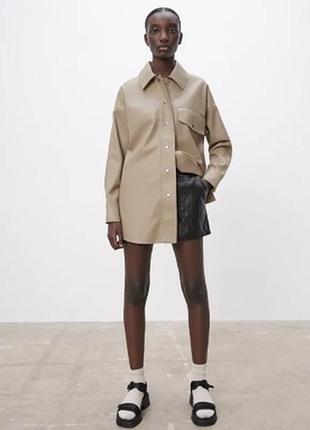 Кожаный пиджак рубашка zara