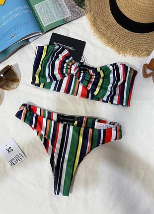 Купальник бандо смугастий ліф без чашок розмір xs