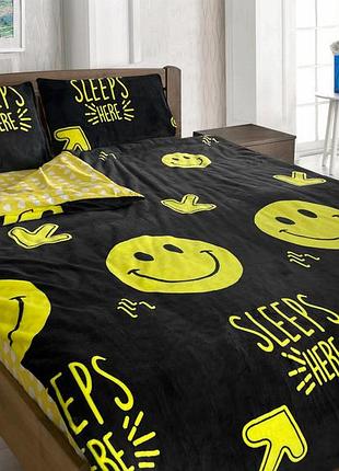 Комплект постельного белья микрофибра+бязь тет-@-тет смайлики (евро размер)