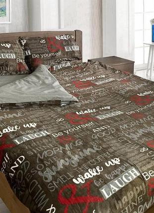 Комплект постельного белья микрофибра+бязь тет-@-тет lauch коричневый (полуторный размер)