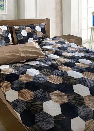 Комплект постельного белья микрофибра+бязь тет-@-тет соты (евро размер)