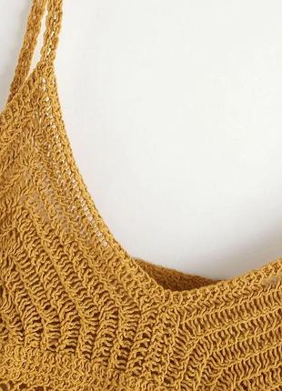 Базовая вязанная майка топ горчица