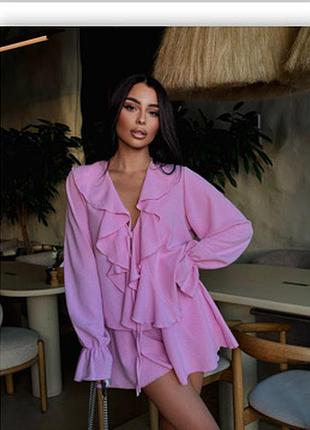 Трендовий костюм сорочка+ шорти