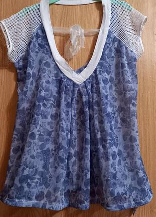 Турция -блузон модного фасона, интересный принт, из эластичной вискозной сетки 💙🗯💙