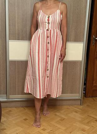 Платье лён в полоску gina tricot