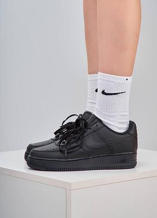 Nike air force 1 classic premium black (матовая кожа)