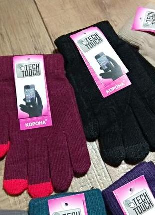 Перчатки шерстяные шерсть подростковые женские сенсорные для телефона с начёсом6 фото