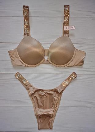 Роскошный комплект белья со  стразами victoria's secret оригинал