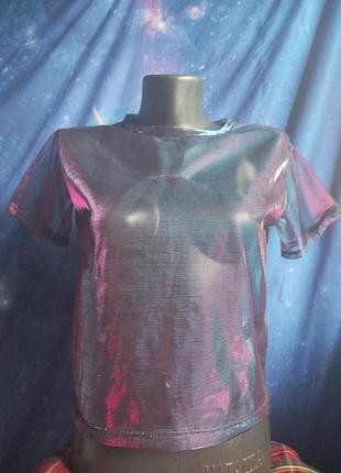 Футболка с переливом сетка хамелеон y2k
