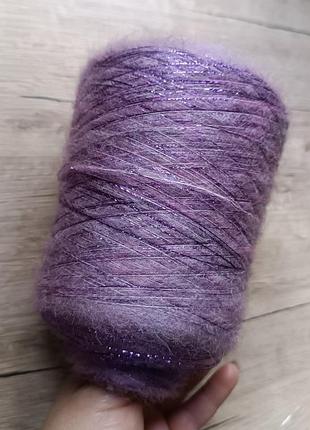 Пушистая и нежная полушерстяная пряжа с блеском(орхидея)