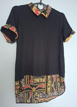 Женская футболка dorothy perkins с оригинальным принтом и воротником