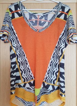 Футболка zara лляна туніка з принтом