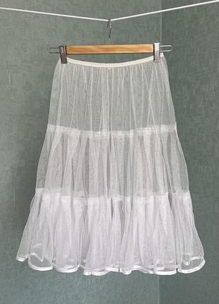 Подъюбник фатиновый трехъярусный белый на резинке