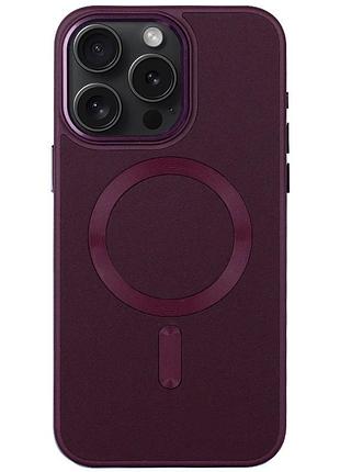 Шкіряний чохол bonbon leather metal style with magsafe для apple Apple iphone 12 pro max leather case prodred (6.7") бордовий / plum