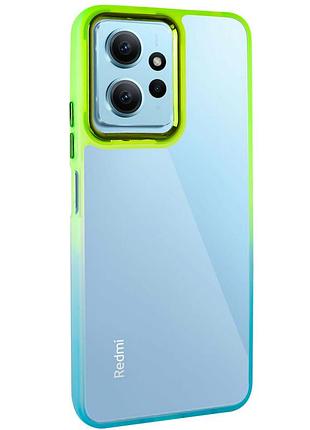 Чехол tpu+pc fresh sip series для xiaomi redmi note 12 4g бирюзовый / лимонный