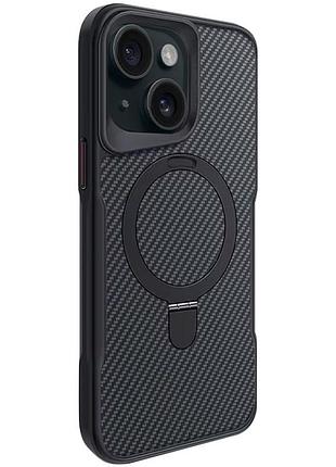 Tpu+pc чохол metal buttons with magsafe carbon ring для apple iphone 14 / 13 (6.1") чорний