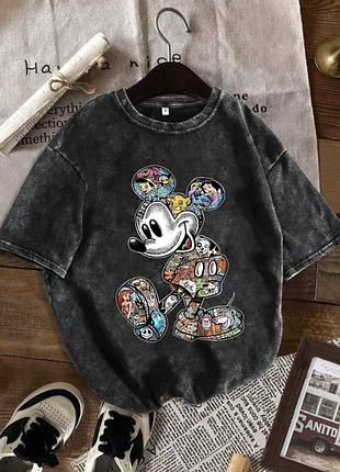Футболка серая, графит варенка с микки маусом, l-xl