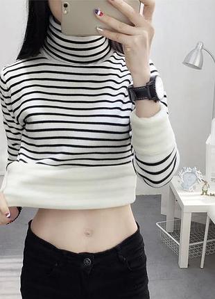 Кофа в полоску тепла з начосом, гольф, водолазка с начесом