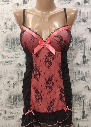 Кружевной пеньюар с чашкой 34d no secret ниглиже ночнушка в сеточку