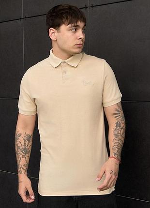 Бежева футболка поло