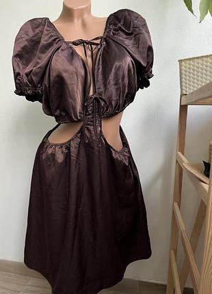 Жіноча коротка шовкова сукня з вирізом по боках h&m