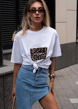 Трендова футболка з натуральної тканини літня футболка котон футболка лео