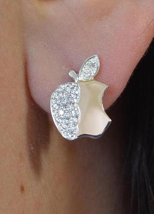 Серьги гвоздики из серебра с золотыми пластинами