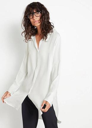 Удлиненная штапельная рубашка с разрезами по бокам