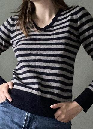 Джемпер светр в полоску сірий чорний s