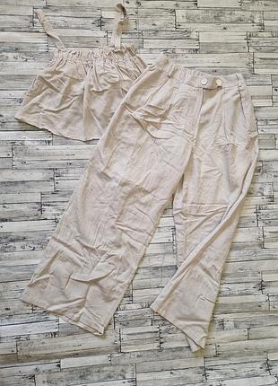 Летний костюм лен топ + штаны