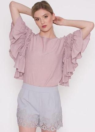 Розовая блузка с пышными воланами,рюшами по рукавах,этно,бохо стиль dahlia