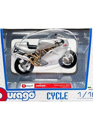Детская модель мотоцикла "ducati supersport 900" bburago 18-51030-14 масштаб 1:18