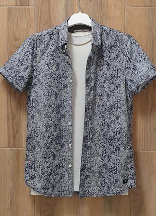 Tom tailor сорочка - s - блакитна чоловіча короткий рукав   - бренд з німеччини  - 100% cotton  - стан нової