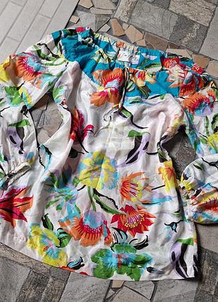 100% шелк росписьное платье блуза just b