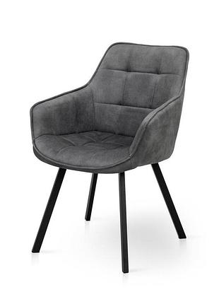 Крісло тандем, чорний/ велюр темно-сірий