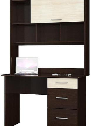 Стіл письмовий з надбудовою школяр-4, венге темний, дуб молочний