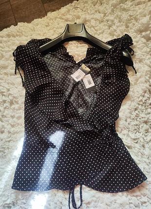 Нова блузка від guess в горошок, на запах, віскоза, розмір s