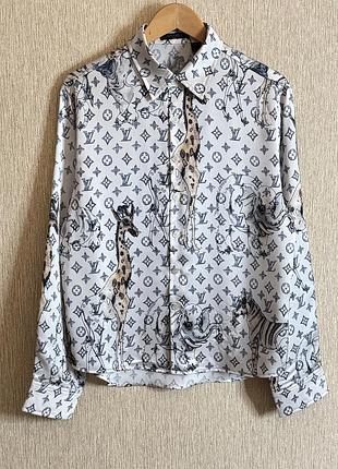 Чоловіча шовкова сорочка на ґудзиках louis vuitton з монограмою chapman brothers, оригінал