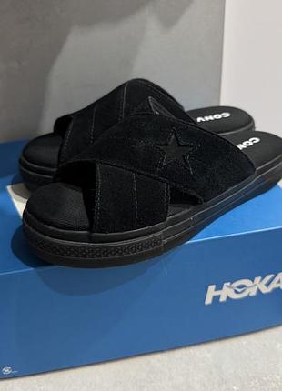 Замшеві чорні тапки/шльопки converse 36