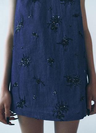 Джинсове літнє плаття zara з бісером