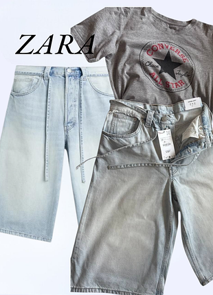 Широкі джинсові баггі шорти baggy fit unisex zara p.m p.l бермуди скейтери