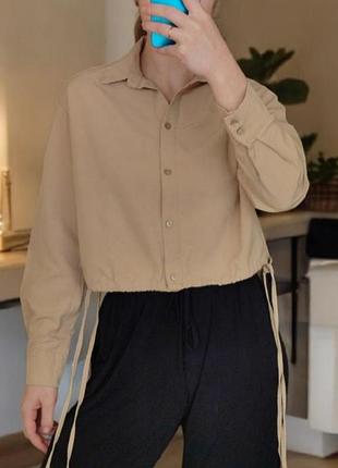 Рубашка с завязками женская, бежевая рубашка