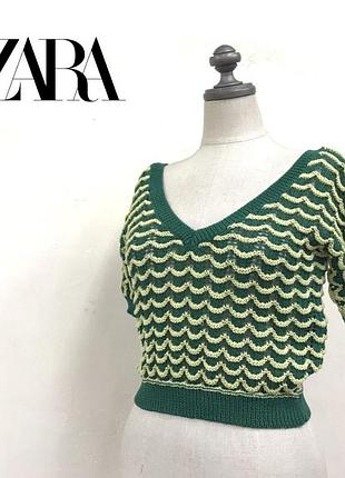 Зелений вʼязаний топ zara розмір s