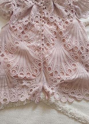Женская ажурная блуза пудророгр цвета, нарядная, состоит из топа и самой блузы, размер 46 (укр)